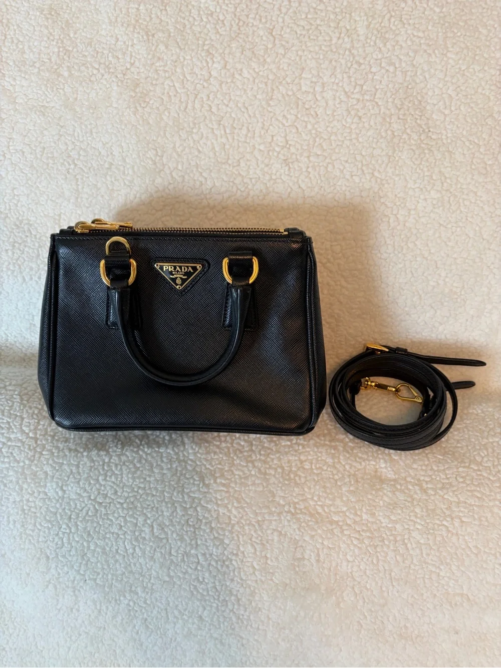 Prada Galleria Micro Saffiano Leather Black Bag